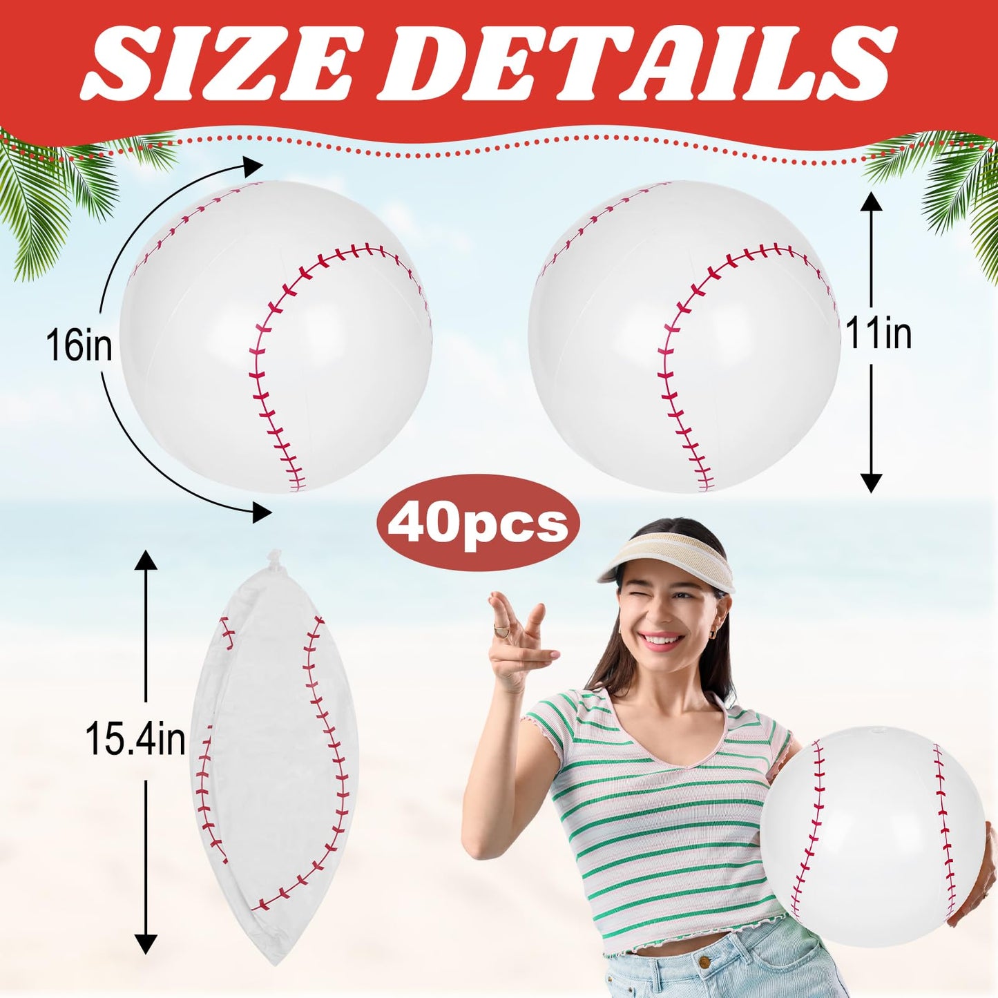 Mototo 40 PCS Beach Balls (Baseball)