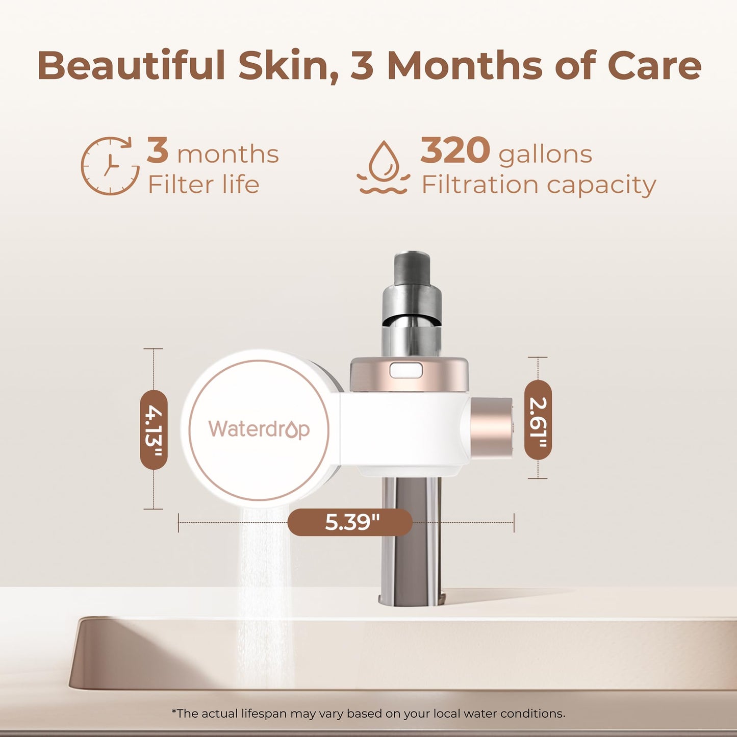 Waterdrop BFT1 Bathroom Sink Filter, Water Faucet for Skincare 2.0, 10X Clean, 0.01 Micron, Reduce Skin Redness, Chlorine & Scale Control, Water Softner, NSF 372 Certified (1 Filter Included)