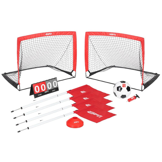 ESPN Soccer Stadium Experience for Kids Includes 2 Nets, Ball, and Youth Soccer Training Equipment, Ideal for Outdoor Games (ES-SC620)