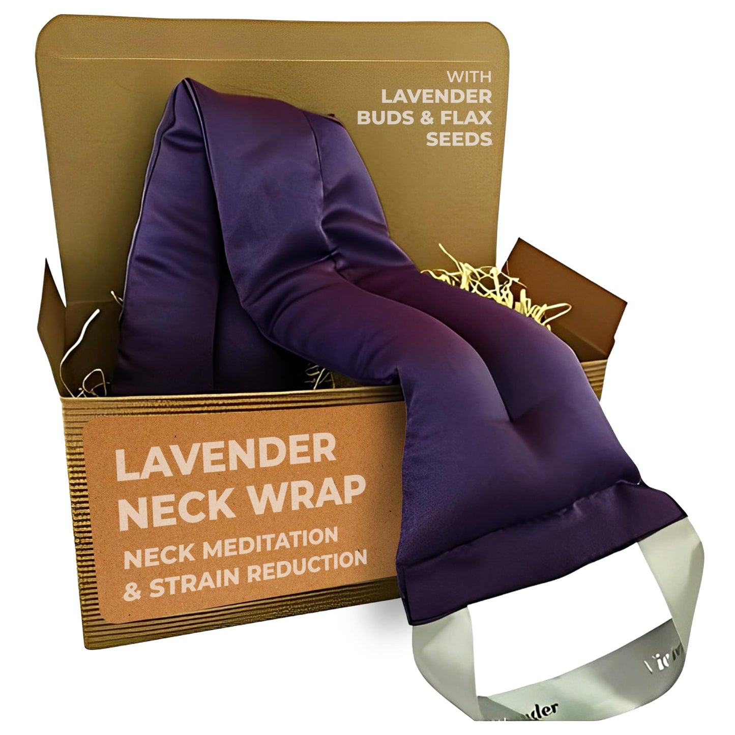 Victoria's Lavender Luxury Microwavable Aromatherapy Lavender Neck Wrap Provides Stress and Neck Pain Relief with Organic Lavender Buds and Flax Seed, Extra Long, Excellent Gift for Relaxation