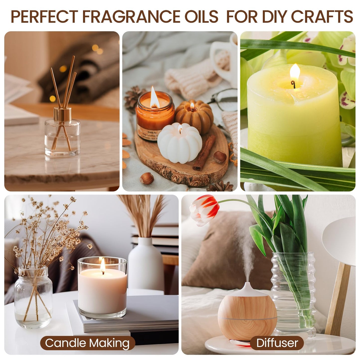 Nuanchu 60 Essential Oils Set 10ml Natural Essential Oils Aromatherapy Kit for Diffuser Humidifier Aromatherapy-Oils for Candle Bath Bombs Making