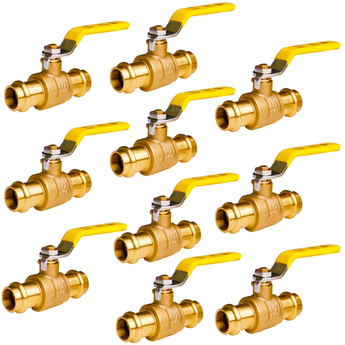 WHK 10 Pack 1/2" Press Propress Ball Valve Pro Press Ball Valve Fittings to Press into 1/2" Copper（Lead-Free,Pro Press Brass Ball Valve 1/2,10PCS)