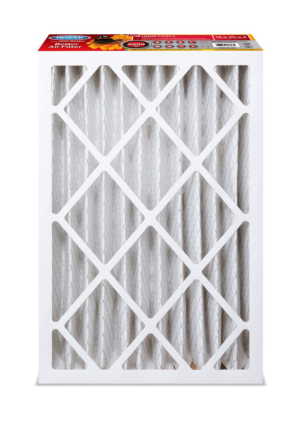 BestAir HW1625-11R AC Furnace Air Filter, 16" x 25" x 4", MERV 11, Removes Allergens & Contaminants, Fits 100%, For Honeywell Models, Pack of 3
