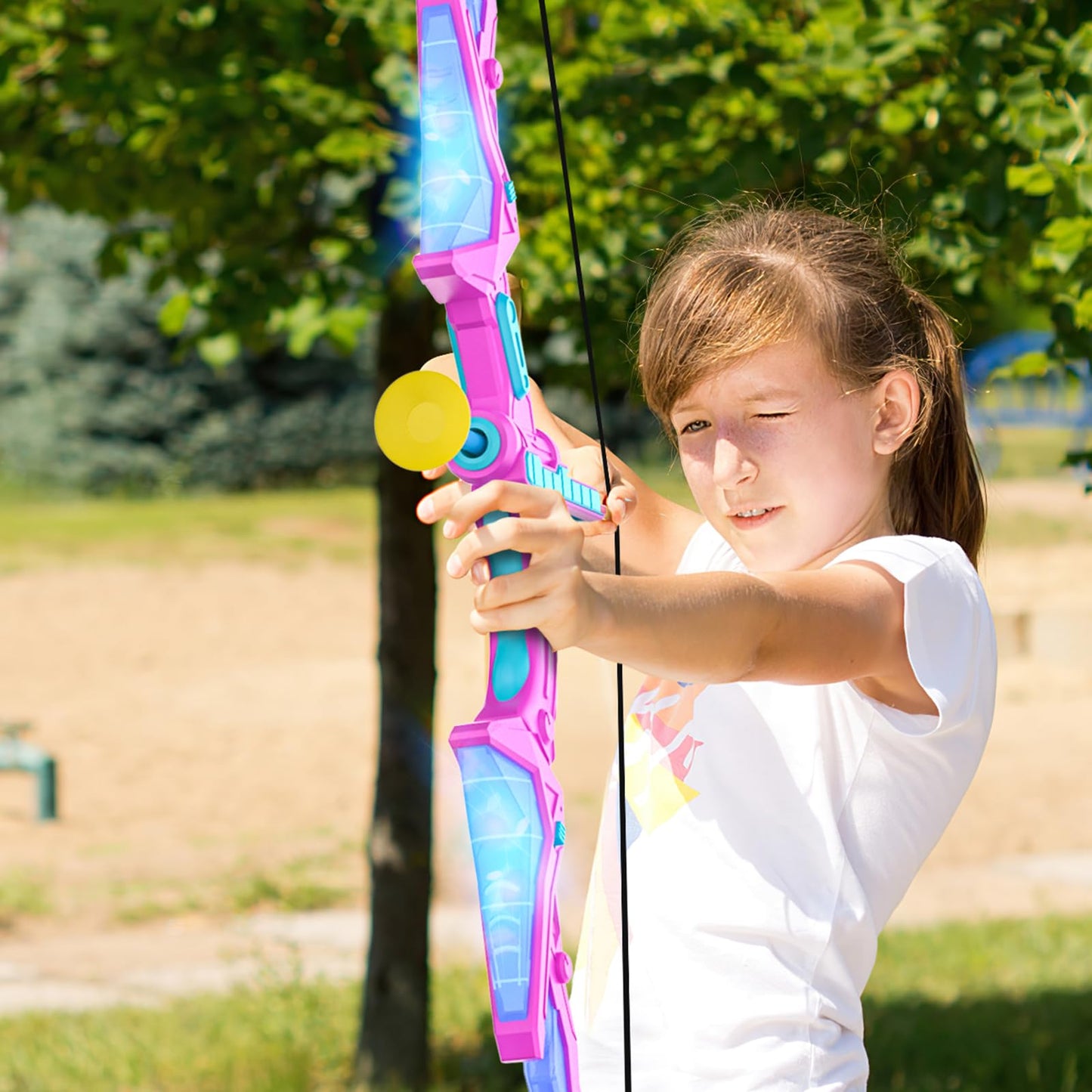 2 Pack Bow and Arrow Sets for Kids, Lighted Bow Toy Set with 14 Suction Cup Arrows and Standing Lens, Perfect Indoor Outdoor Toys Gifts Ideas