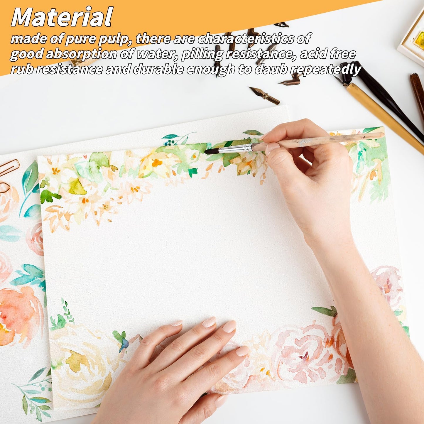 300 Sheets Cotton Watercolor Paper Bulk -140LB/300GSM Art Paper-9 x 12 inch Painting & Craft Paper, Finger Paints, Watercolor, Tempera, Drawing, Art Room & Home School Crafts