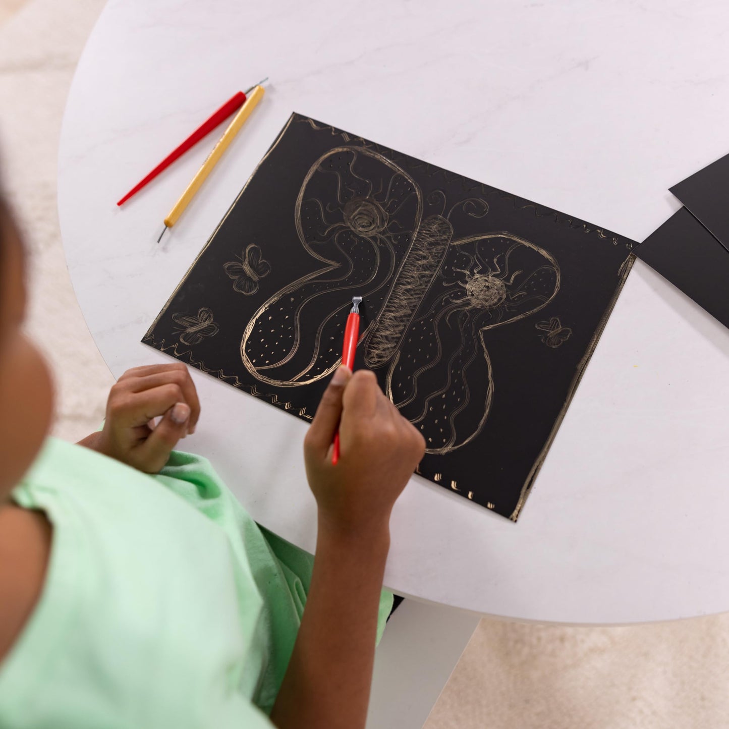 Melissa & Doug Scratch Art Scratchboard - 50-Pack, Shimmering Gold on Black Background Black Scratch Art Paper, Arts And Crafts For Kids Ages