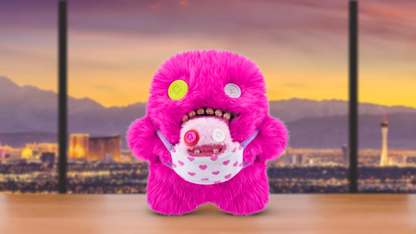 S001-PKC-FUGGLER-MINI Rascals-Series 1-Plush Oogah Boogah (Pink - Long Pile)-Window BOX-12PCS/12POLYBAG/CTN