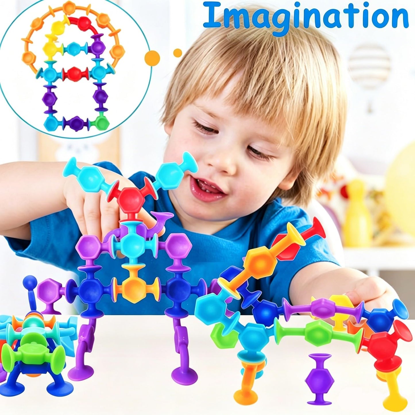 CreateView 114pcs Suction Cup Bath Toys for Kids Toddlers Family Game - Preschool Learning Sensory Montessori Classroom Stocking Stuffers for Ages 3-8 Bathtub Window Toys for Autism(Small)