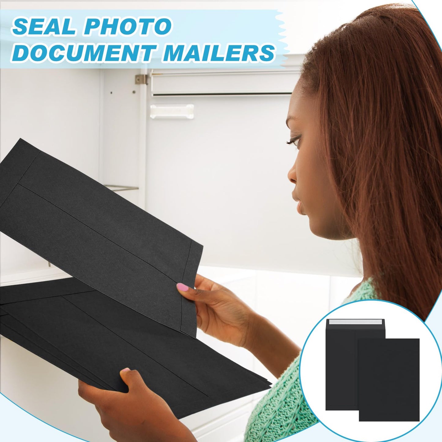 Janlaugh 100 Pcs 9'' x 12'' Catalog Envelopes Self Adhesive 32lb Manila Envelopes Kraft Peel & Seal for Secure Mailing Storage Organizing for Office Business Home(Black)