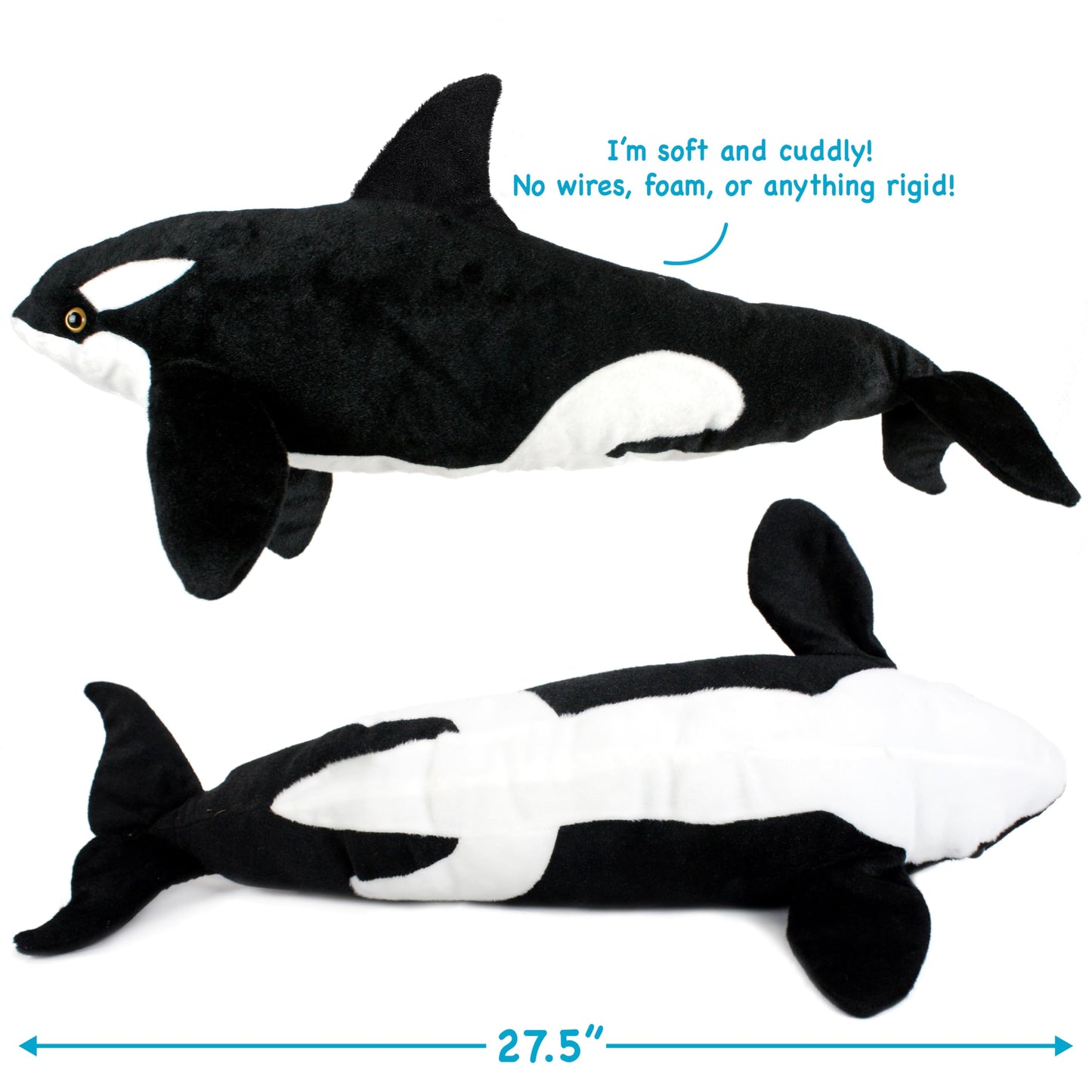 Octavius The Orca Blackfish | Over 2 1/2 Foot Long Big Killer Whale Stuffed Animal Plush | by TigerHart Toys