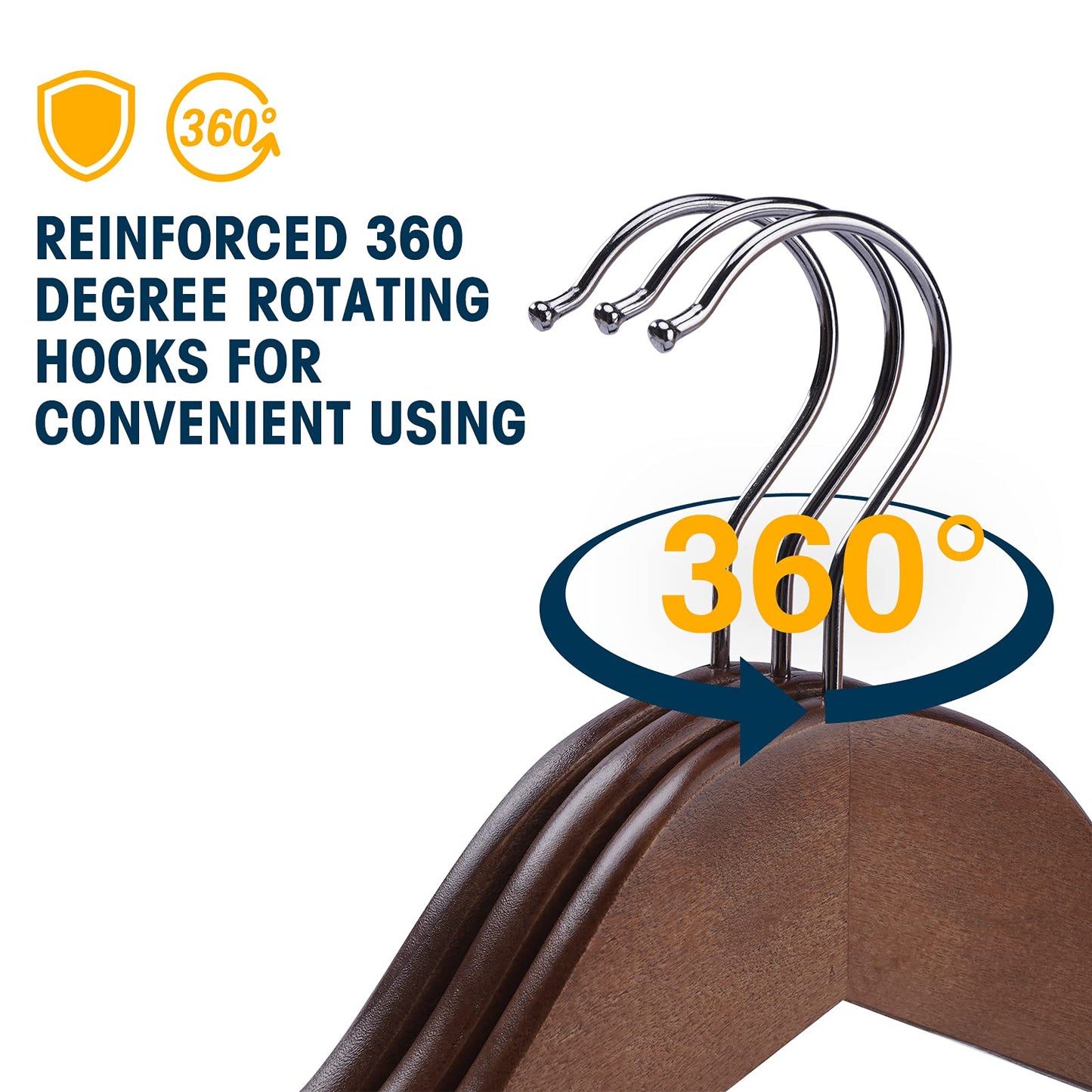 Ulimart Wood Hangers - 60 Pack Solid Shirt Hangers, Heavy Duty & Slim Wooden Hangers, for Suit, Coat, Jacket, Pants (Walnut)