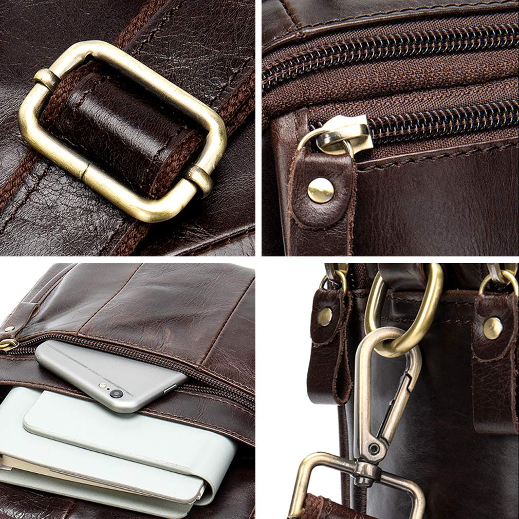 Leather Business Messenger Bag Shoulder Handbag for Men Travel Outdoor Crossbody Handbags Briefcase Wallet Phone Pouch Purse Casual Daypack Black