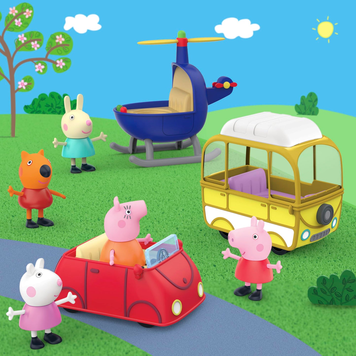 Peppa Pig Toys Peppa's Little Vehicle Set, Includes Helicopter, Camper, and Car Toys and 5 Peppa Pig Figures, Preschool Toys for 3 Year Olds and Up (Amazon Exclusive)