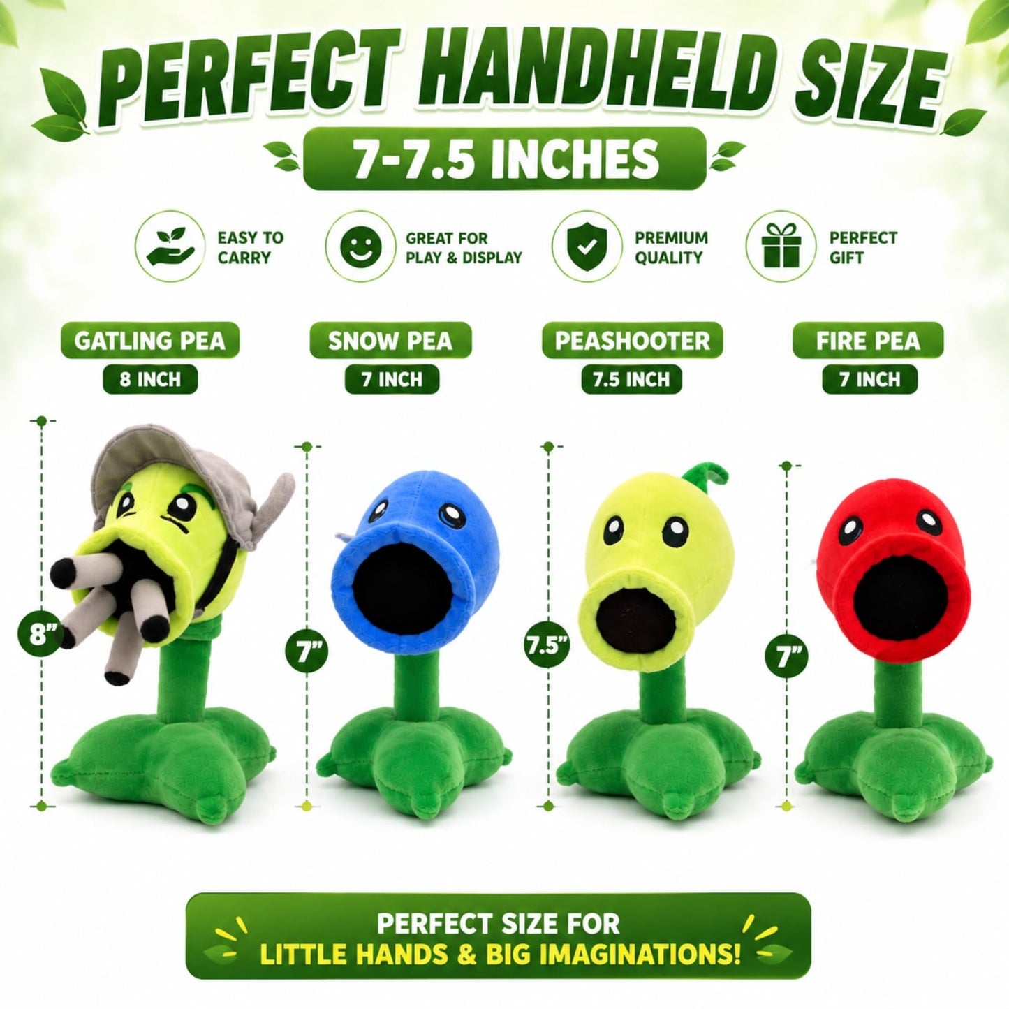 Dyharnsty 4Pcs Plants vs Zombies Plush Toys Peashooter Soft Figure Doll, Plants vs Zombies Toys PVZ Plush Plants 1 2 Set
