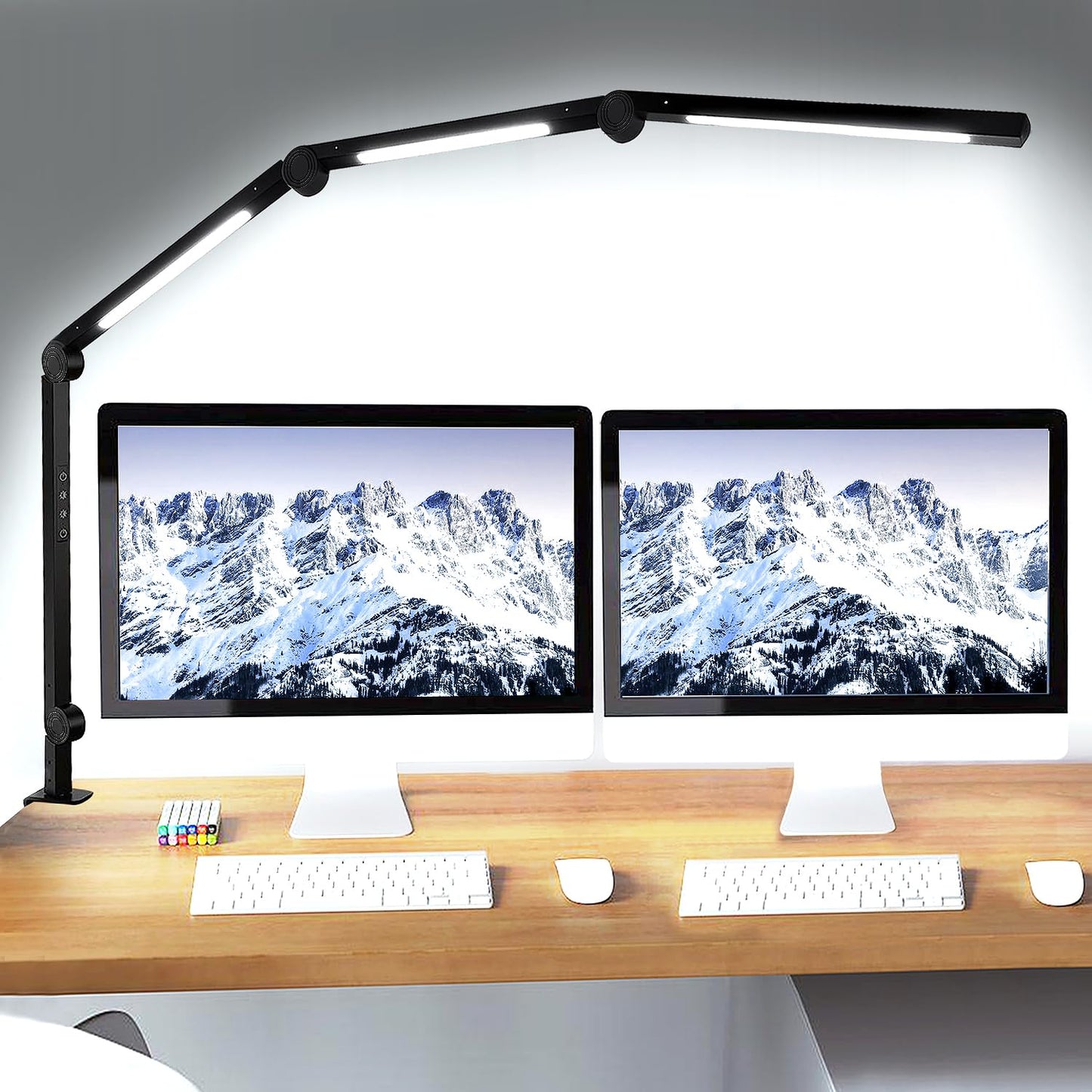vimeepro LED Desk Lamp with Clamp & Flexible Arm - 3 Light Sources, 4 Color Modes & 5 Brightness Levels, Eye-Caring Table Light with Memory Function