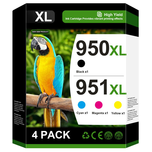 950XL 951XL Ink Cartridges Combo Pack Compatible for HP 950 951 Ink Cartridges Combo Pack Use for HP OfficeJet Pro 8600 8610 8615 8620 8100 8630 8660 8640 276DW 251DW, 4 Pack Black Cyan Magenta Yellow