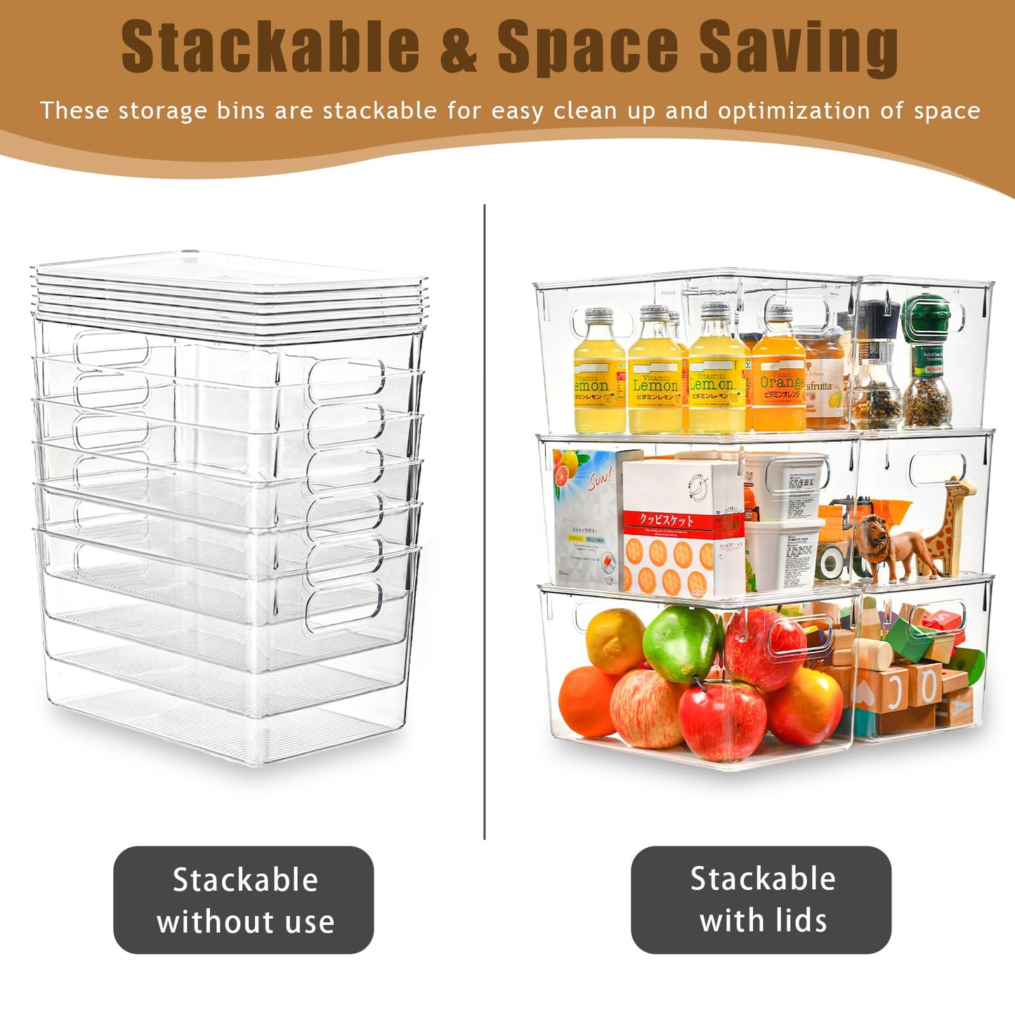 12 Pack Clear Storage Bins with Lids, 7 Quart Stackable Storage Boxes for Storage and Organization, Plastic Storage Containers with Lids, Plastic Bins with Handles for Office, Bedroom, Study Room