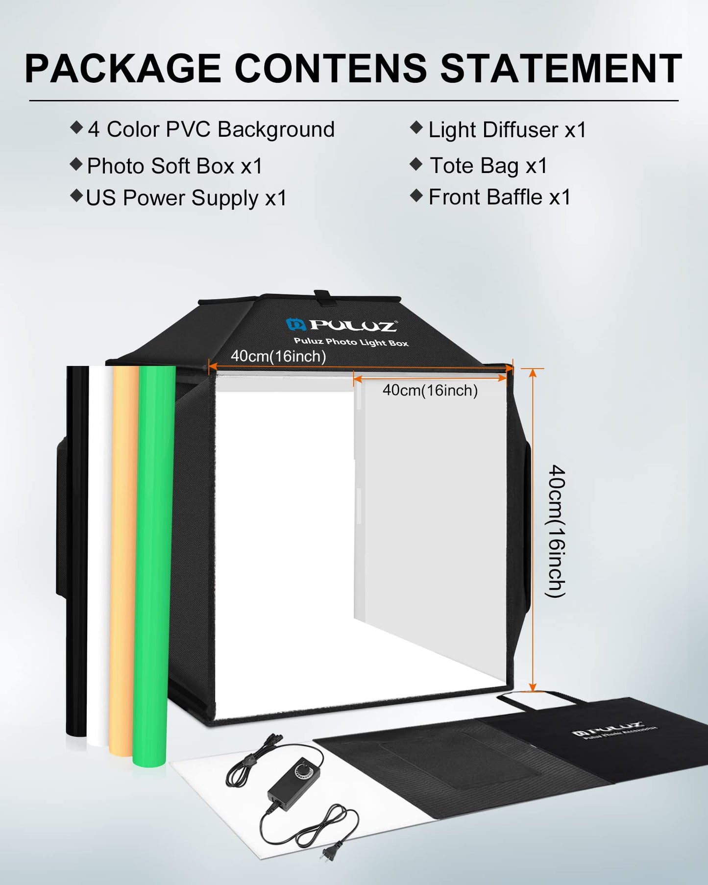 PULUZ Upgrade Light Box & Soft Box, 16"x16" Professional Shooting Tent with 480 LED Lights Photo Studio Light Box Photography with 4 Color PVC Backdrops for Jewelry and Product Photography