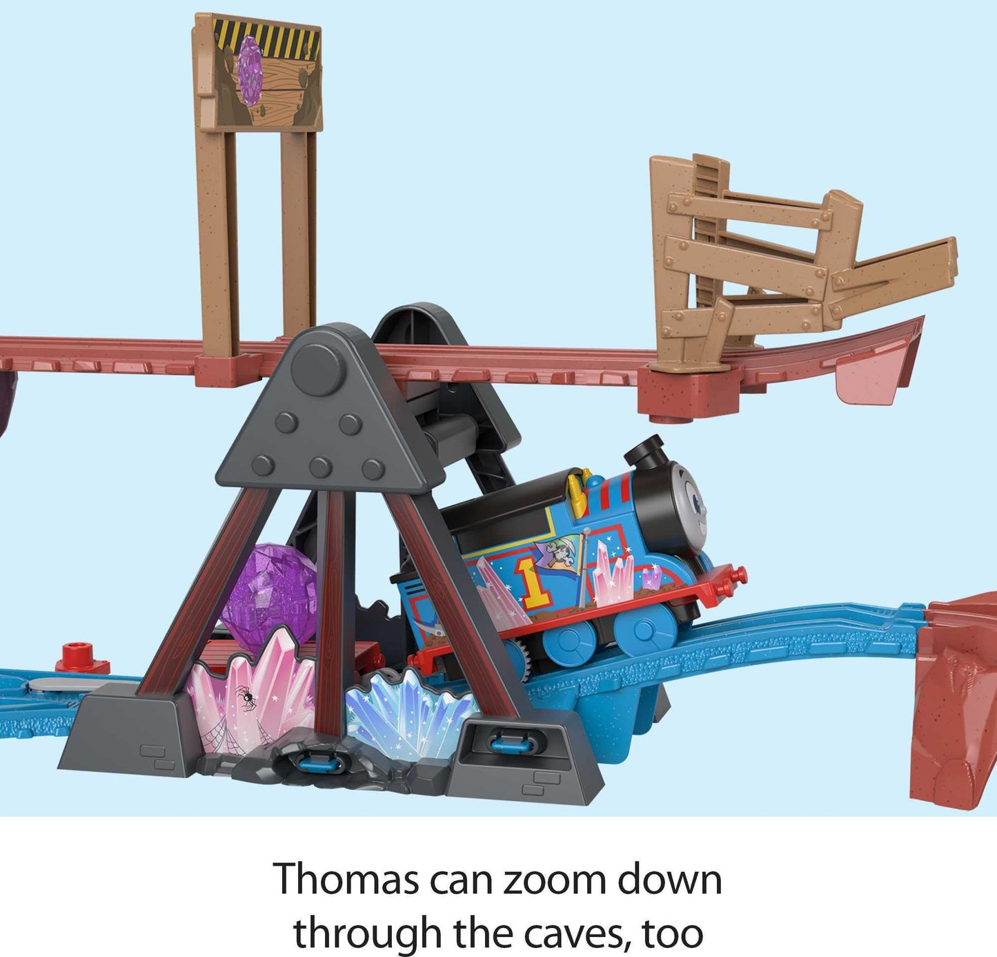 Thomas & Friends Motorized Toy Train Set Crystal Caves Adventure with Thomas, Tipping Bridge & 8 Ft of Track for Kids Ages 3+ Years