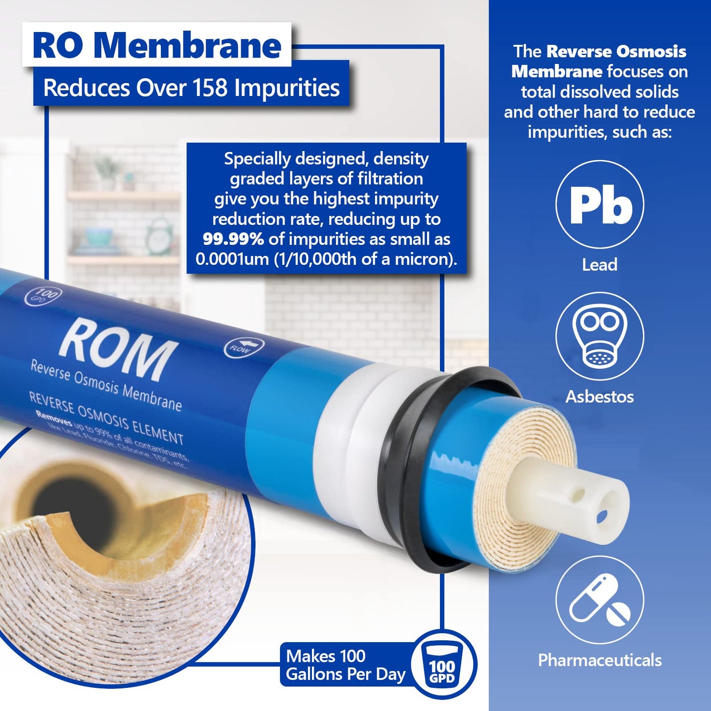 Express Water – 1 Year Reverse Osmosis System Replacement Filter Set – 8 Filters with 100 GPD RO Membrane, Carbon GAC, ACB, PAC Filters, Sediment SED Filters – 10 inch Size Water Filters…