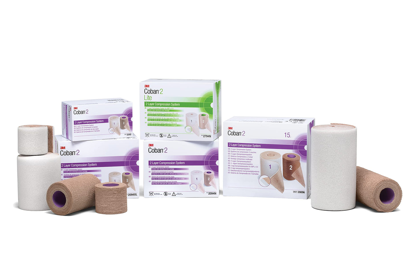 3M Coban 2 Foam / Elastic 2 Layer Compression Bandage System Brown NonSterile 2.9 yd x 4" / 4" x 5.1 yd 8 Ct