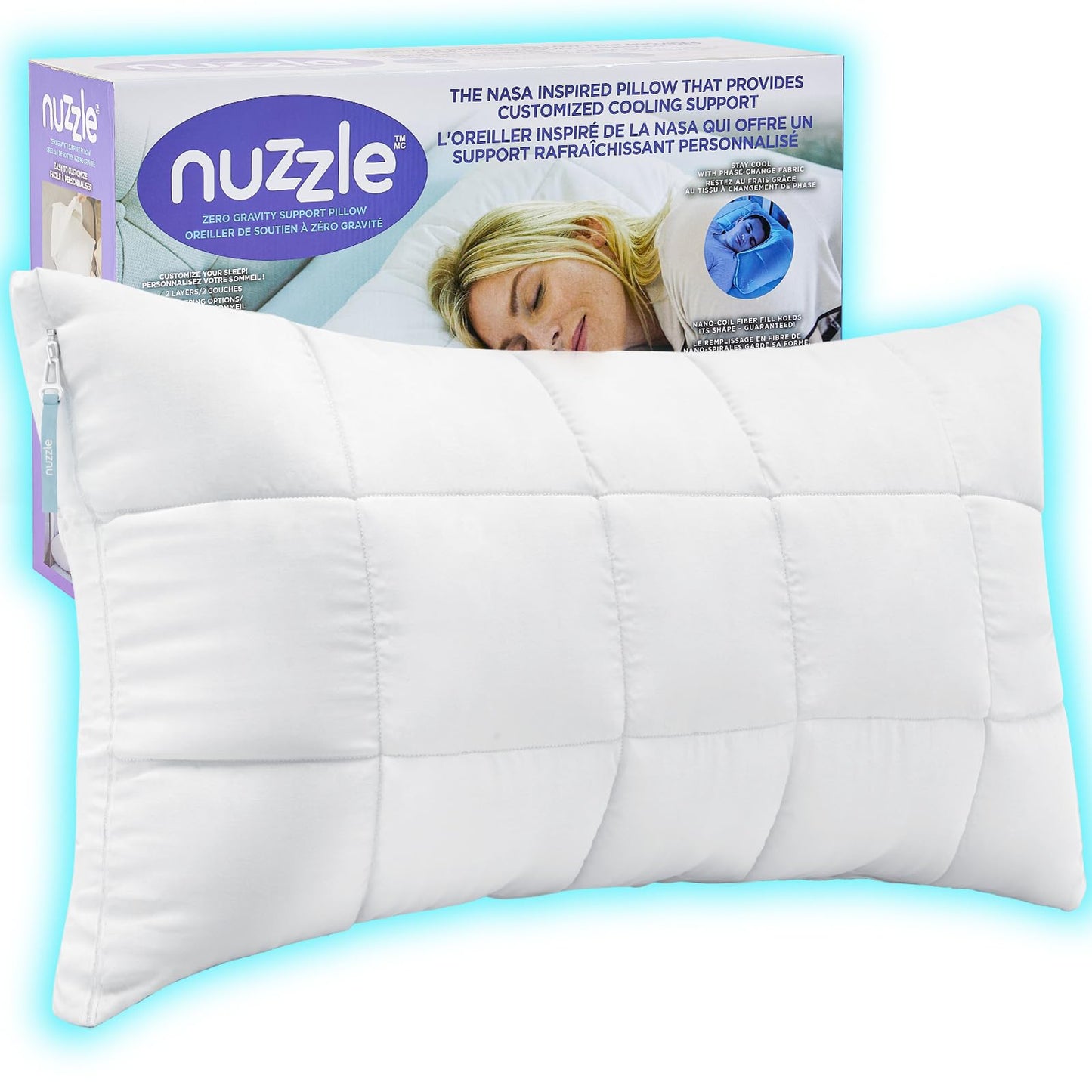 Nuzzle Queen Size Adjustable Firm Pillow – Hotel Luxury Neck Support, Height Adjust Soft Cooling Pillow for Back, Stomach or Side Sleepers-Home Gift