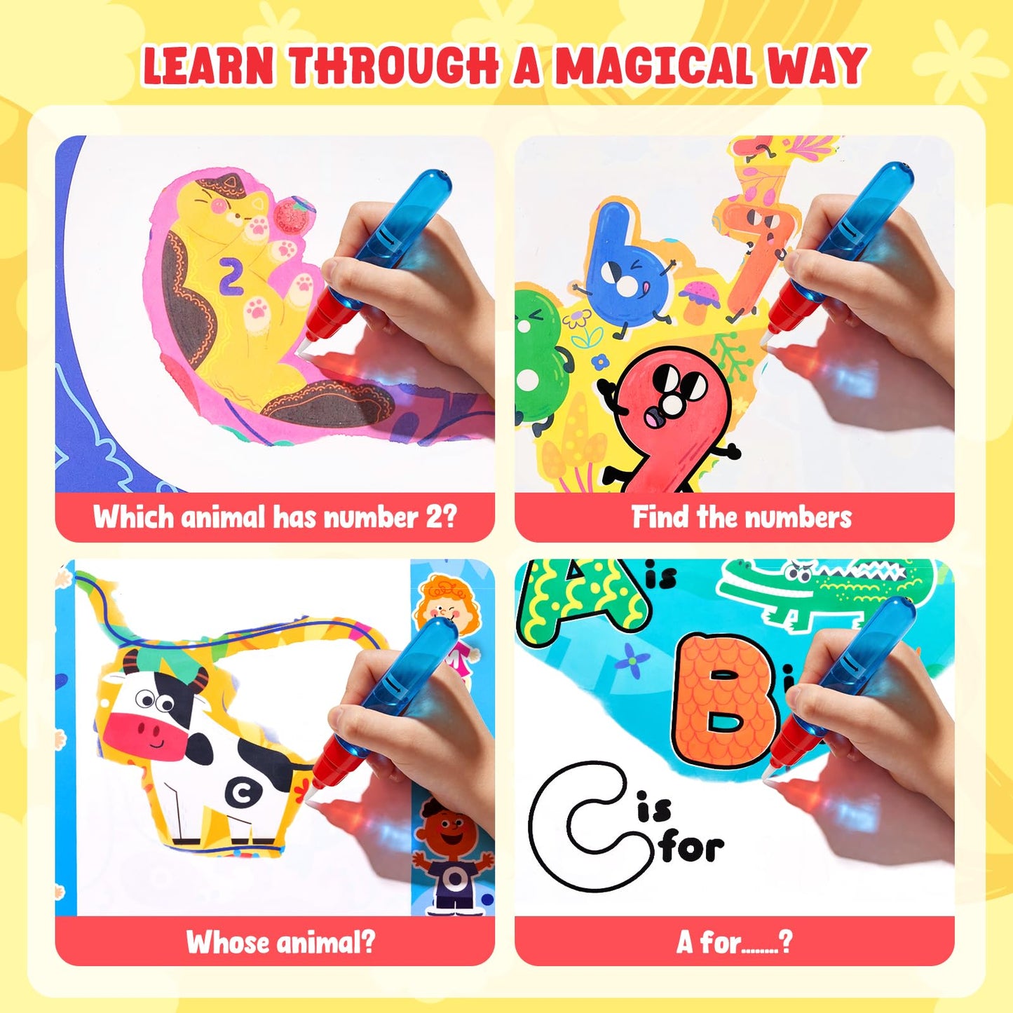 JoyCat 2 Packs Reusable Water Coloring Book for Toddlers 3-5, 28 Pages Alphabet & Number Tracing Magic Water Drawing Book, Mess-Free Preschool Learning Toys, Educational Gift for Boys Girls