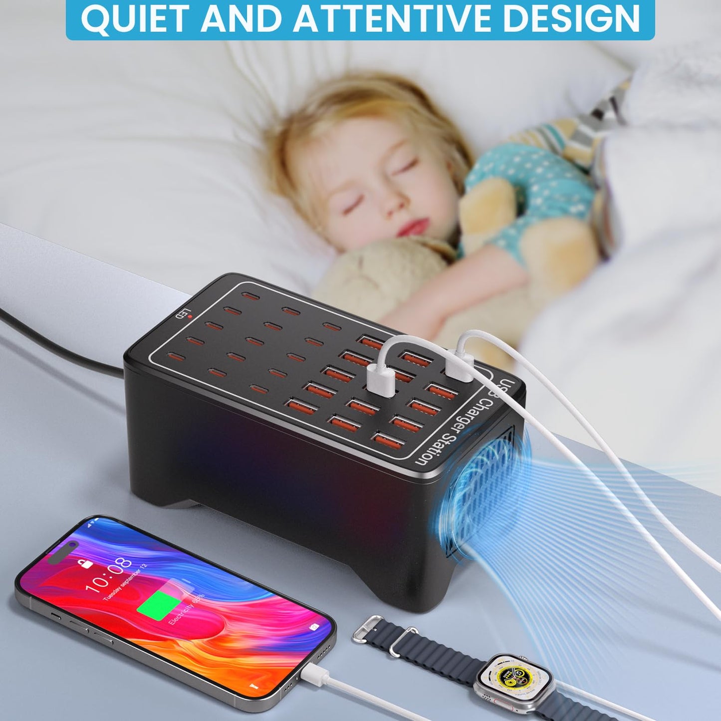 USB C Charging Station for Multiple Devices, 150W 30 Ports USB Charger Block for Ipad Cell Phone, Multiple USB Power Strip for Family Classroom