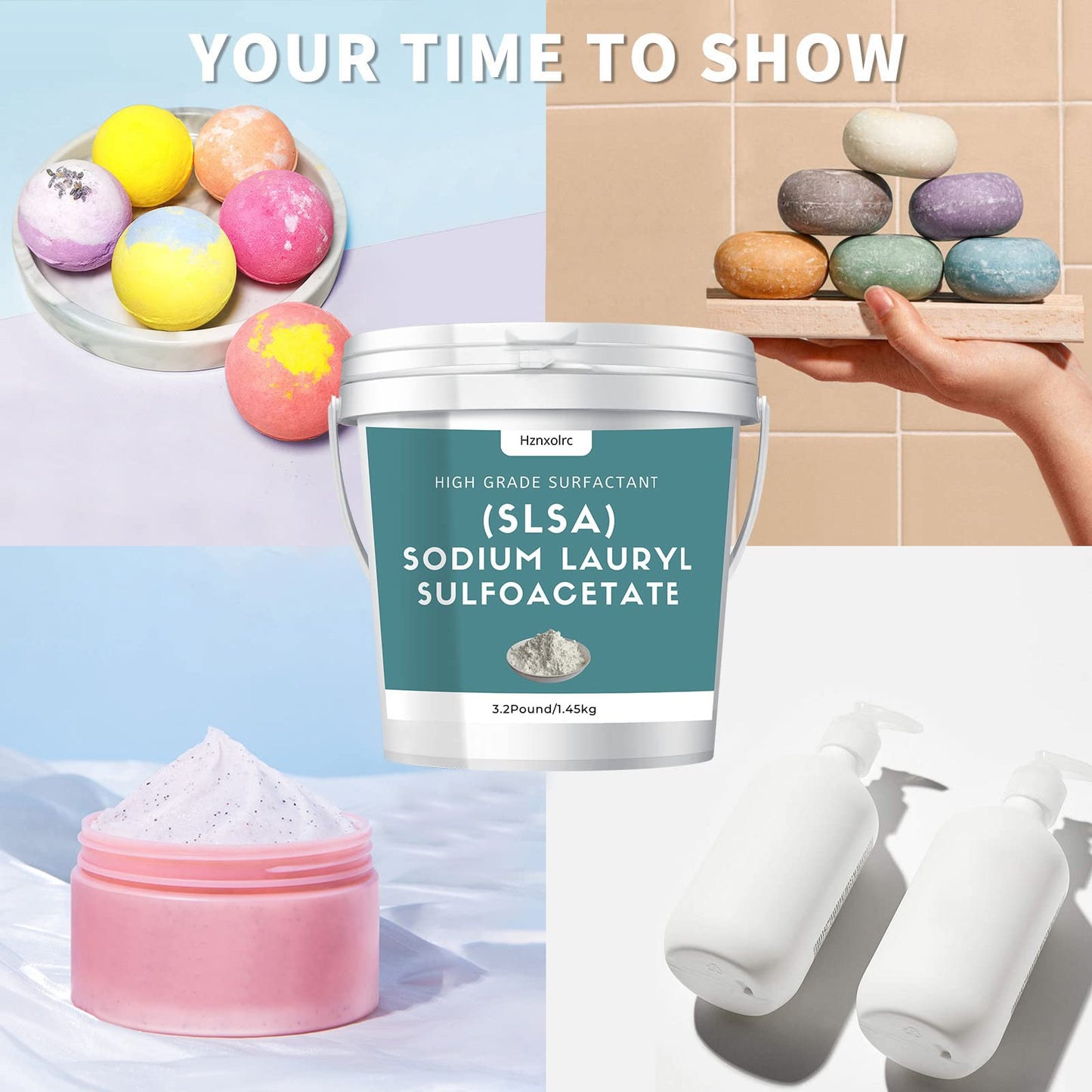 3.2 Pound SLSA Powder for Making Bath Bombs, Premium SLSA Sodium Lauryl Sulfoacetate Powder, Amazing Bubbles, Gentle on Skin, Suitable for Making Bath Bombs, Bath Truffles and More