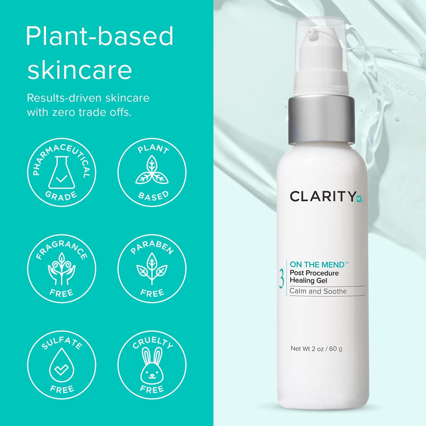 ClarityRx On The Mend Healing Gel, Natural Plant-Based Face & Body Ointment for Post Skincare Treatments (2 oz)