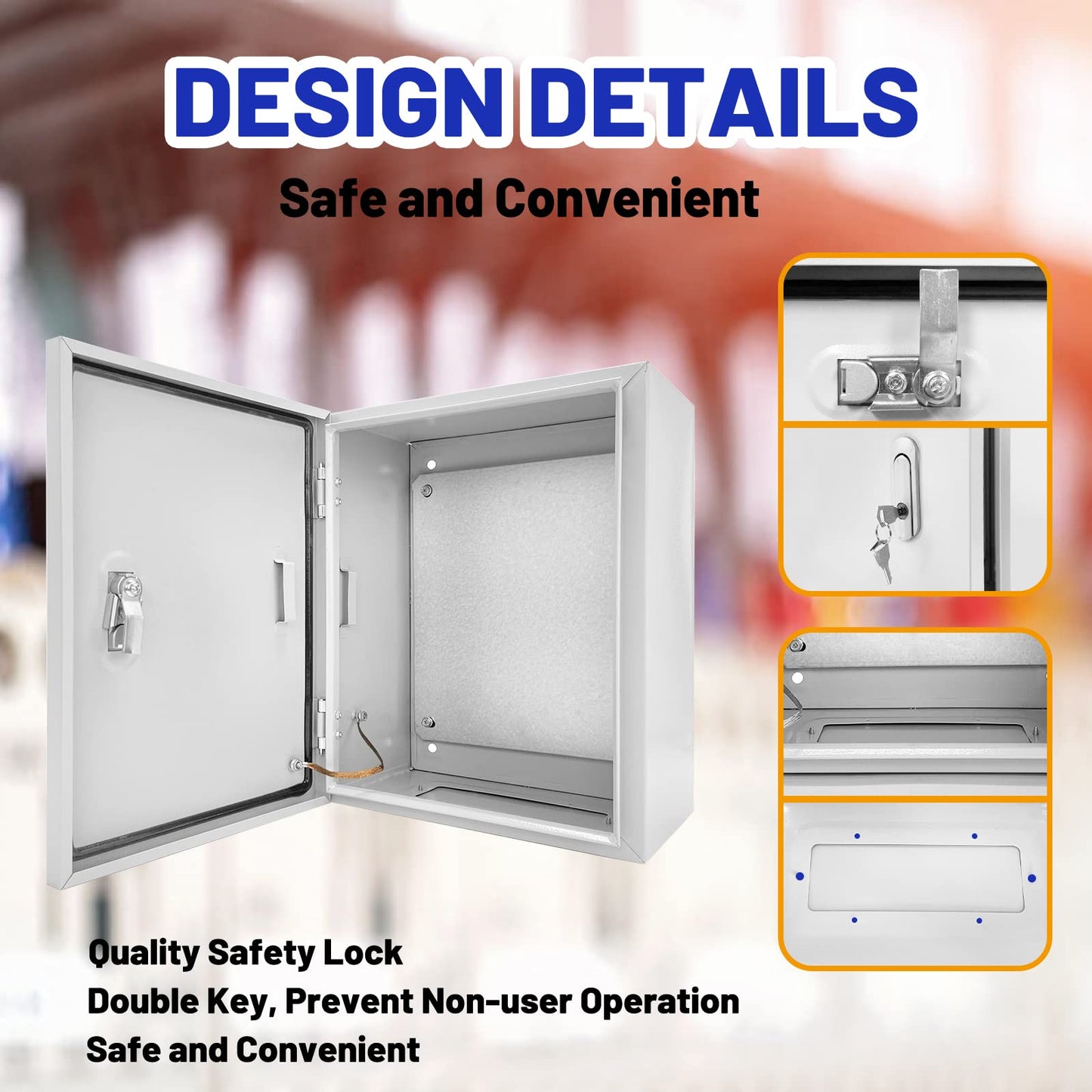 CXCESNS Outdoor Electrical Box 12 x 10 x 6''D NEMA 4X Enclosure Steel Box, Waterproof & Dustproof Outdoor/Indoor Lockable Electrical Junction Box, with Mounting Plate