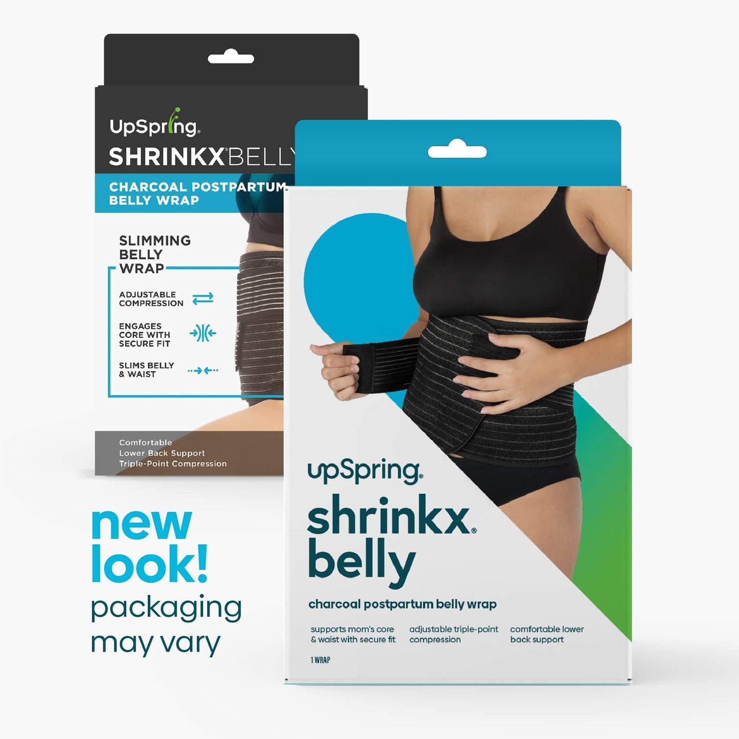 UpSpring Shrinkx Belly Charcoal Postpartum Belly Wrap, Adjustable Postpartum Belly Band to Support, Smooth After Baby (Charcoal Gray, Large/X-Large)