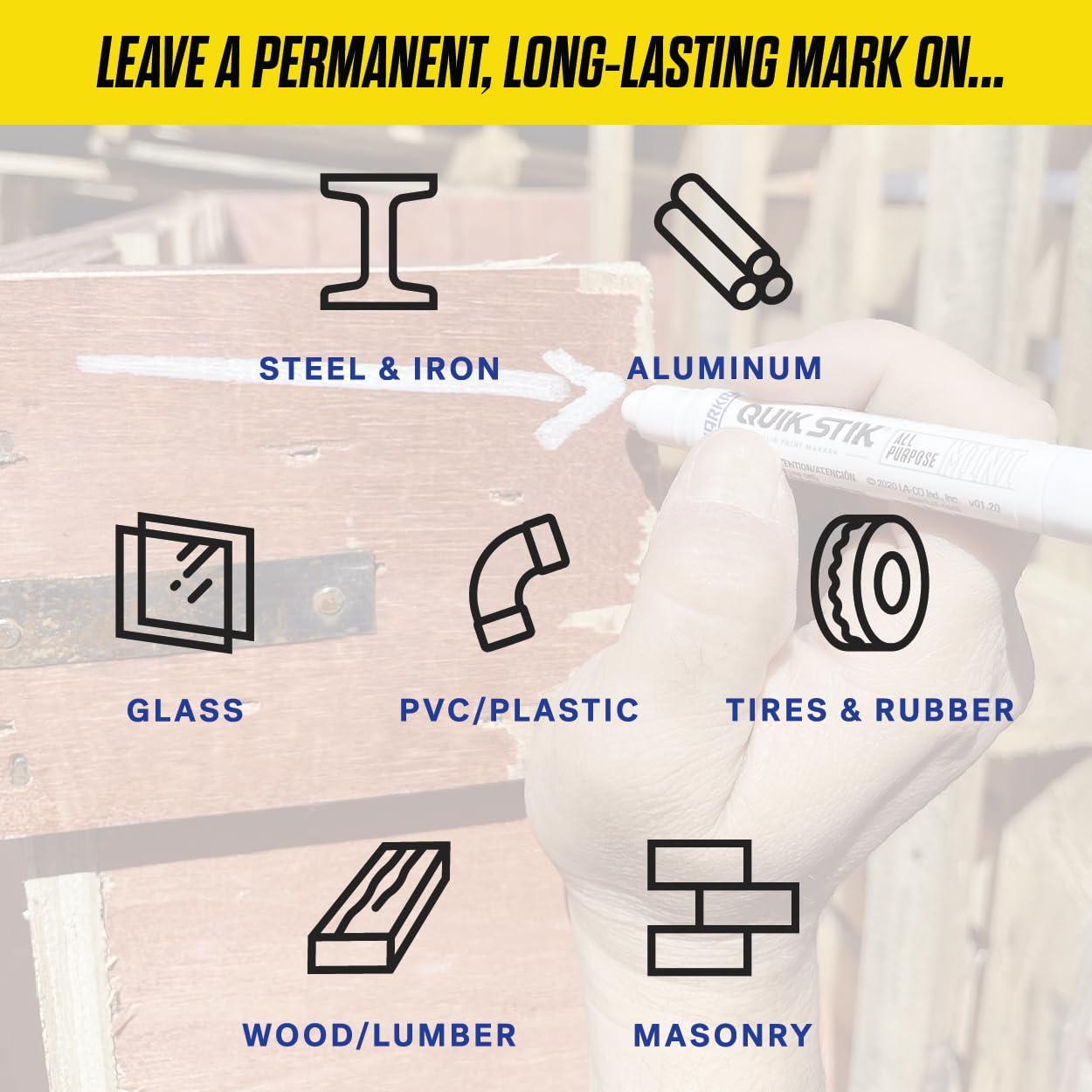 Markal 61051 Quik Stik Twist Long-Lasting Solid Paint Marker, White (Pack of 12)