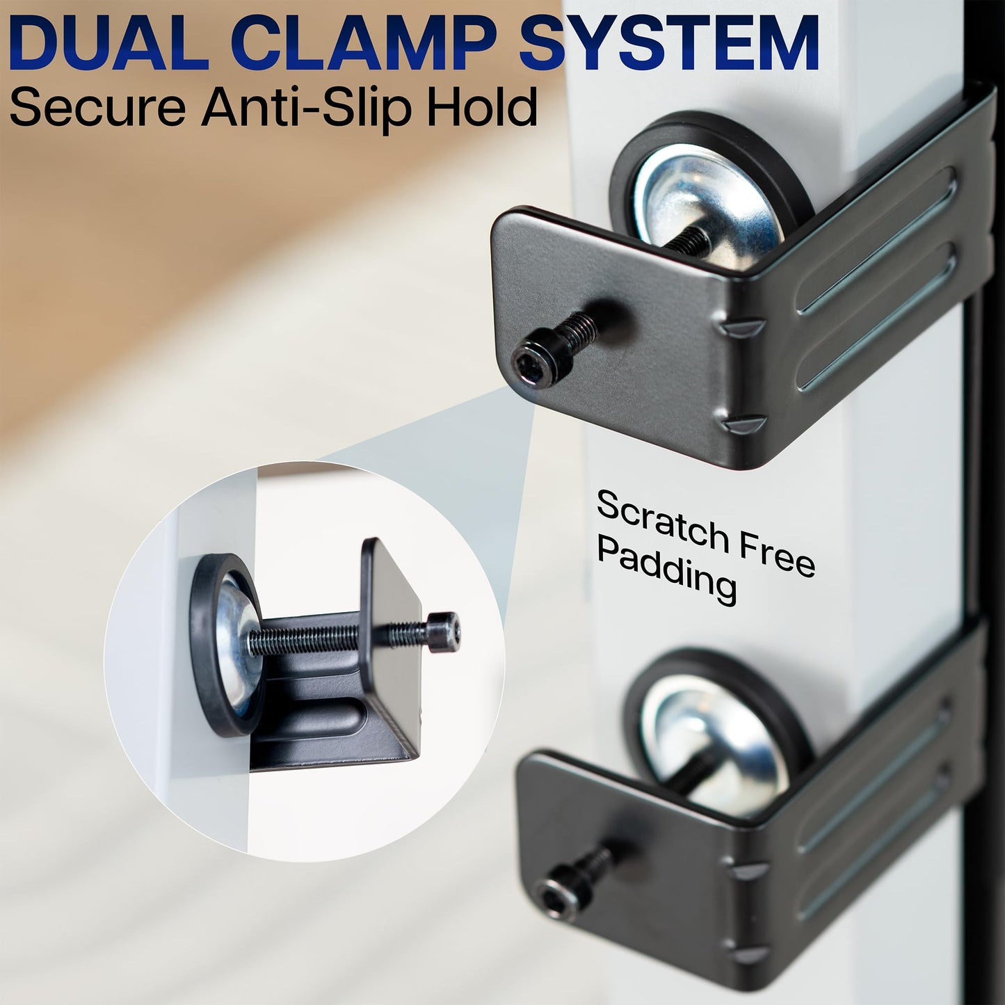 VIVO Adjustable Clamp-on Desk Leg PC Mount, Under Desk PC Mount, Computer Case CPU Holder with Tool-Free Installation, Black, MOUNT-PC01C
