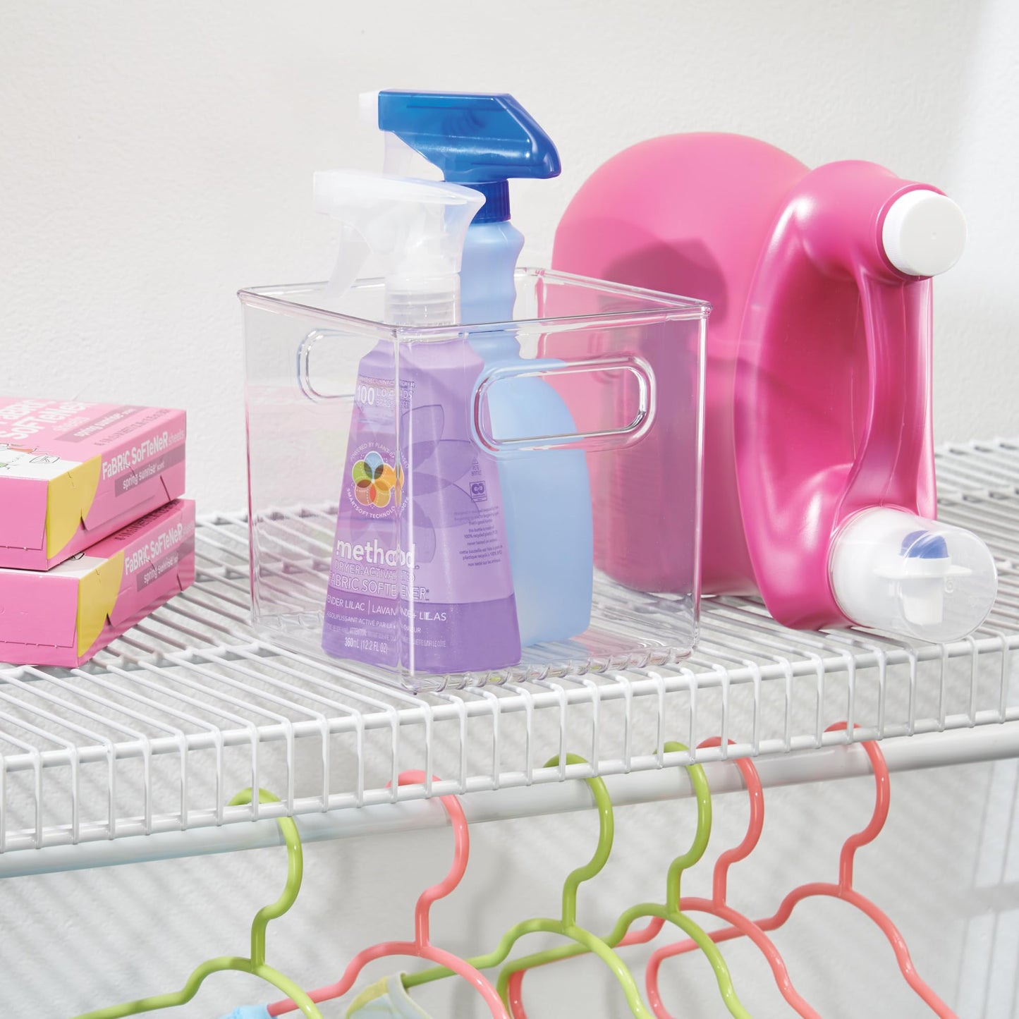 iDesign Storage Bin with Handles - Cube Organizer Bin for Pantry, Set of 4, Clear, Made in USA