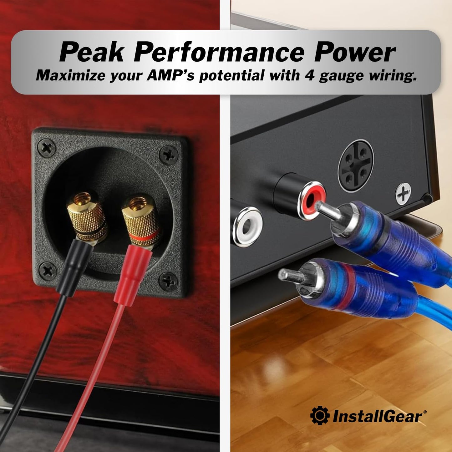 4 Gauge Amp Wiring Kit by InstallGear - Complete Subwoofer Wiring Kit with Power, Ground, RCA Cables - Soft Touch CCA Cable Set for Amplifier Installation - 17ft Length