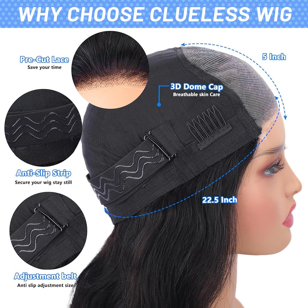ZIYGBK 24 Inch 5x5 HD Lace Closure Wigs Human Hair Straight Wear and Go Glueless Wigs Human Hair Pre Plucked Pre Cut with Baby Hair 200% Density Straight Lace Front Wigs Human Hair For Women