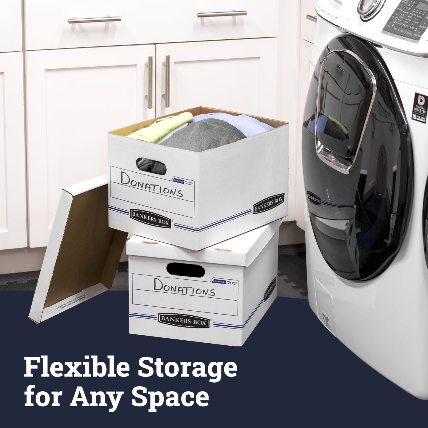 Bankers Box 12-Pack Basic Duty File Storage Boxes with Lids, Letter/Legal, STOR/FILE, (00703)