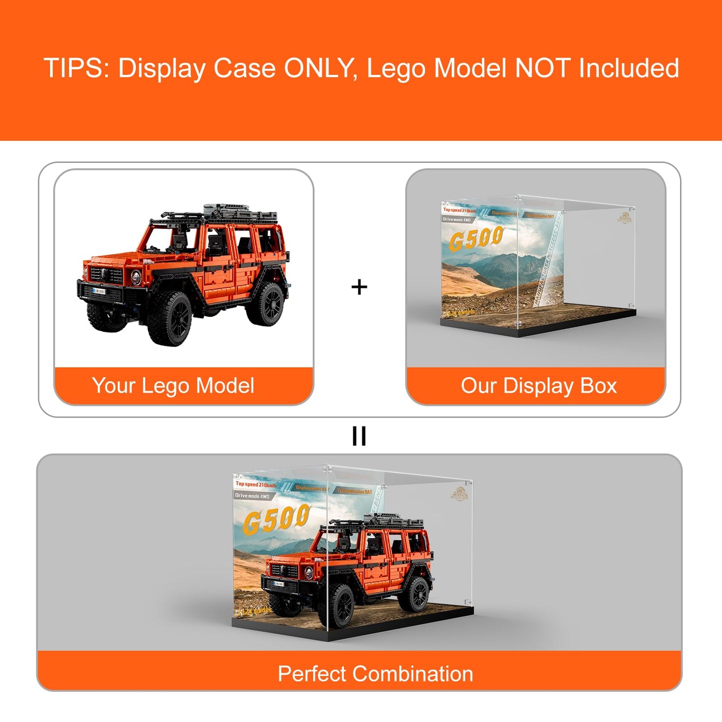 Acrylic Display Case for Lego Technic Mercedes-Benz G 500 Professional Line Car Building Set,Dustproof Clear Display Box Compatible with Lego 42177 Model Car -No Models Only Box