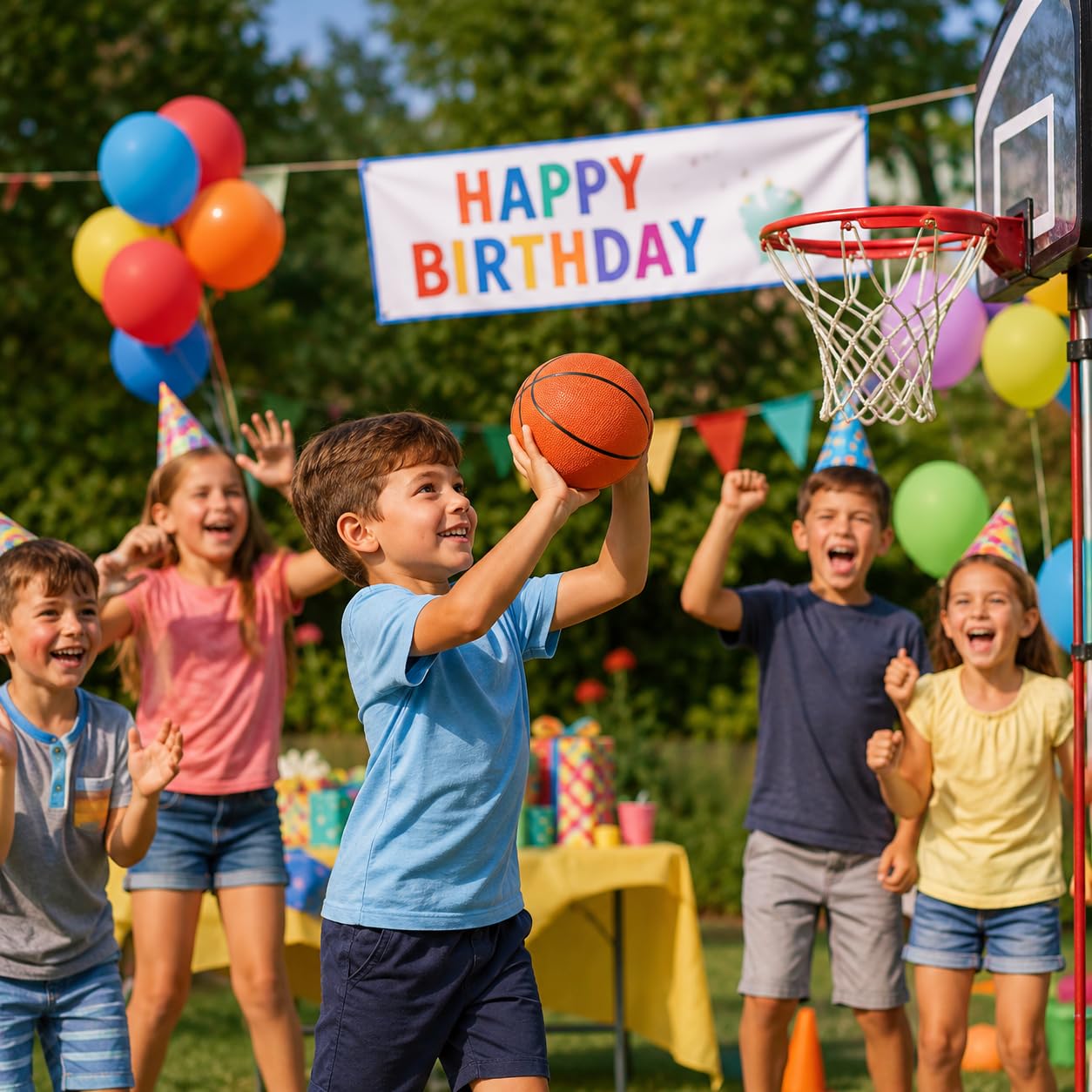 The Dreidel Company 7" Mini Rubber Basketball for Kids – Size 3 Youth Indoor Outdoor Basketball with Easy Grip Pebbled Texture for Mini Hoops, Toddlers and Beginner Ballers (4-Pack)