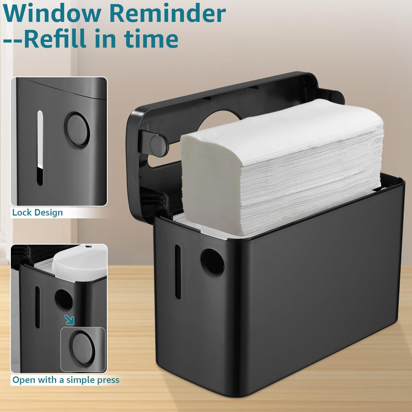 Paper Towel Dispenser Countertop, Modunful Bathroom Hand Towel Dispenser Commercial Multifold Trifold Paper Towels Dispenser for Home Kitchen Restaurant(Black)