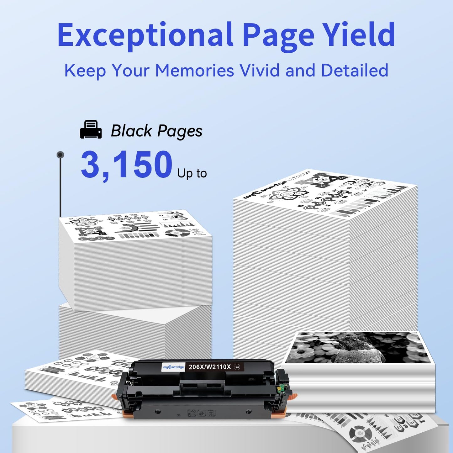 206X Black Toner Cartridge 2 Pack High Yield (with Chip) Compatible Replacement for HP 206X 206A for Color Laserjet Pro MFP M283fdw M283cdw M283fdn M282nw M255dw M255nw M283 M255 Printer W2110X W2110A