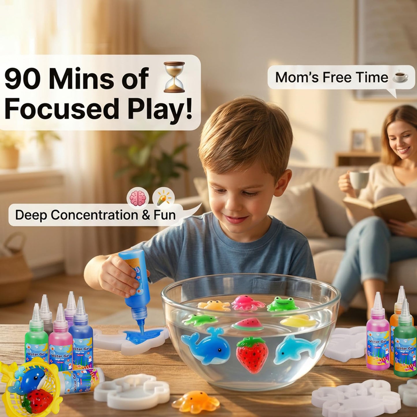 EggSun Magic Elf Water Toy for Kids, Aqua Fairy Water Gel Kit, Set of 20 Colors Moldable Figures, 20 Shape Molds, Fun Arts and Crafts Creation Kit for
