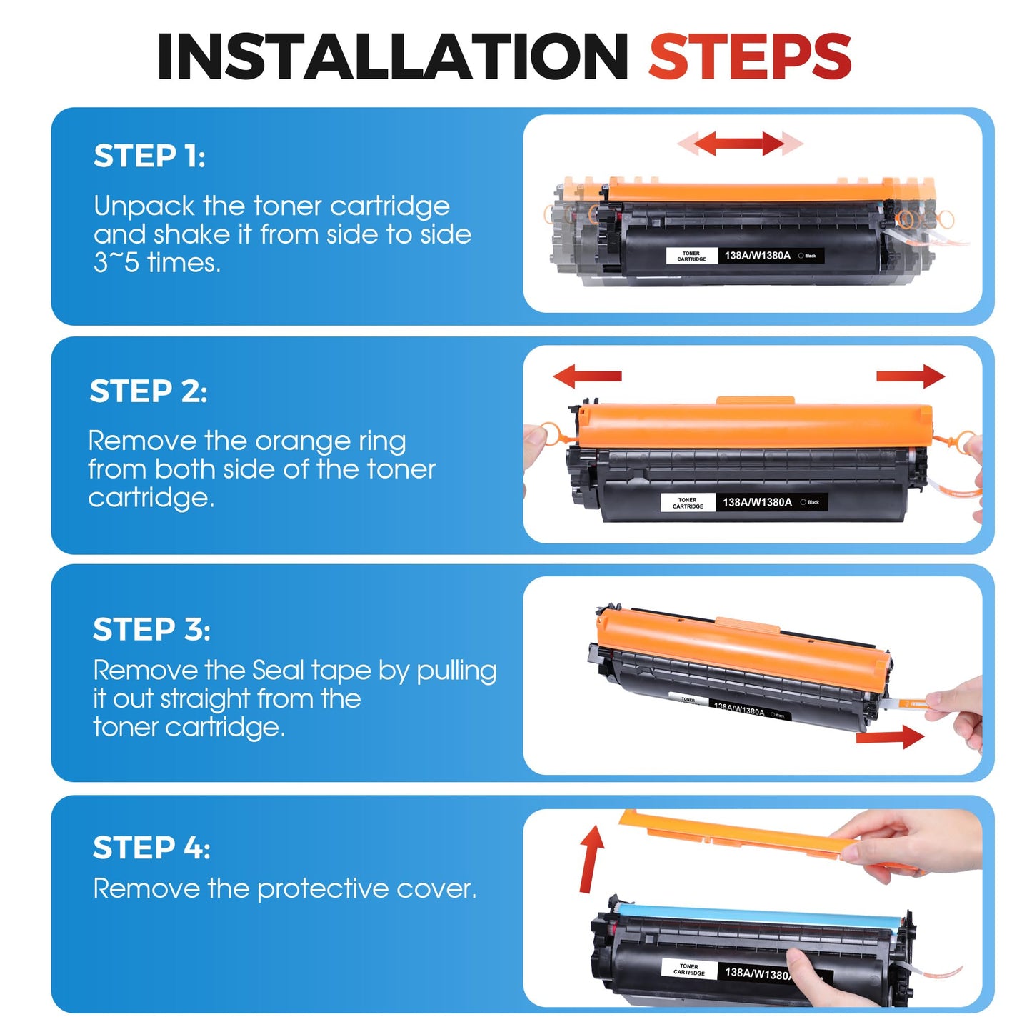 138A W1380A Black Toner Cartridge (with Chip): Compatible Replacement for HP 138A W1380A 138X W1380X Toner Cartridge Work for HP Pro 3001dw 3001fdw MFP 3101fdw Series Printer Ink ( 2-Pack )