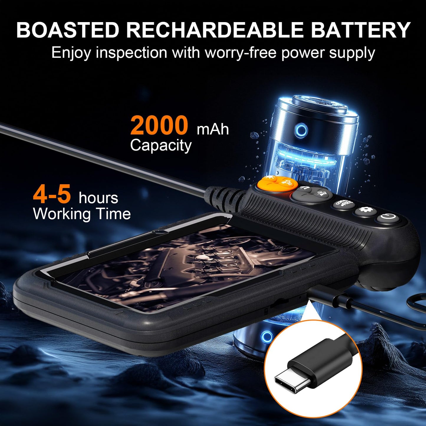 Endoscope Camera with Light, 5-inch Dual Lens 1080P HD Borescope, 7.9mm Camera with 9 LEDs, 16.5ft Semi-Rigid Cable, IP67 Waterproof - for Sewer/Drain Pipe, Automotive Inspection, Tools & Cool Gadgets