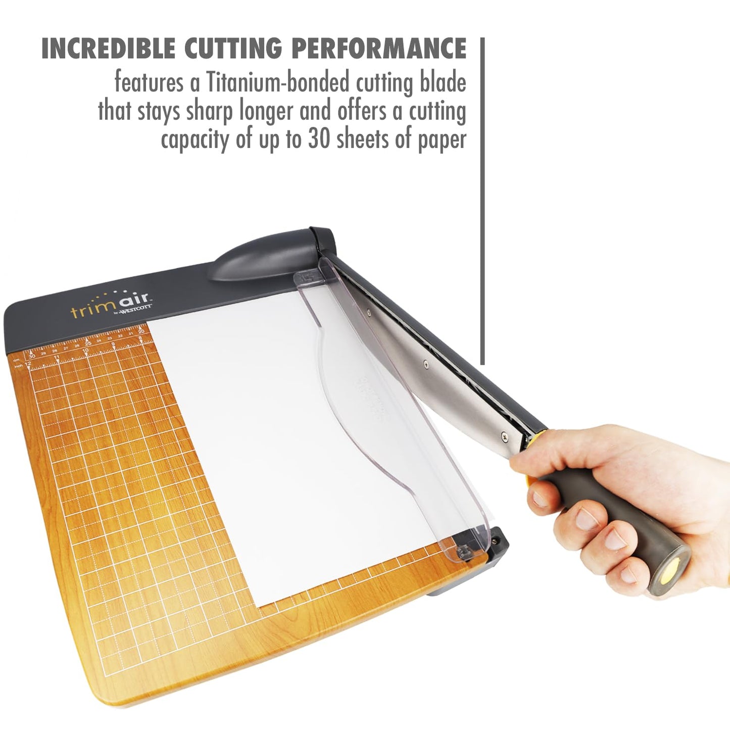 Westcott 12'' TrimAir Wood Guillotine Paper Cutter & Paper Trimmer, 30 Sheet (15106)