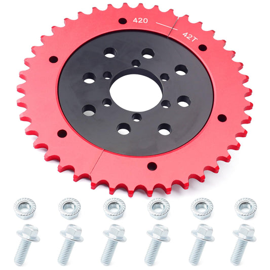 420 Chain Sprocket and 42 Tooth Mini Bike Split Sprocket Hub Adapter fit for Coleman CT200U BT200X CT200U-EX for Baja for Warrior for Massimo MB165 MB200 Replacement for Predator 212cc 196cc