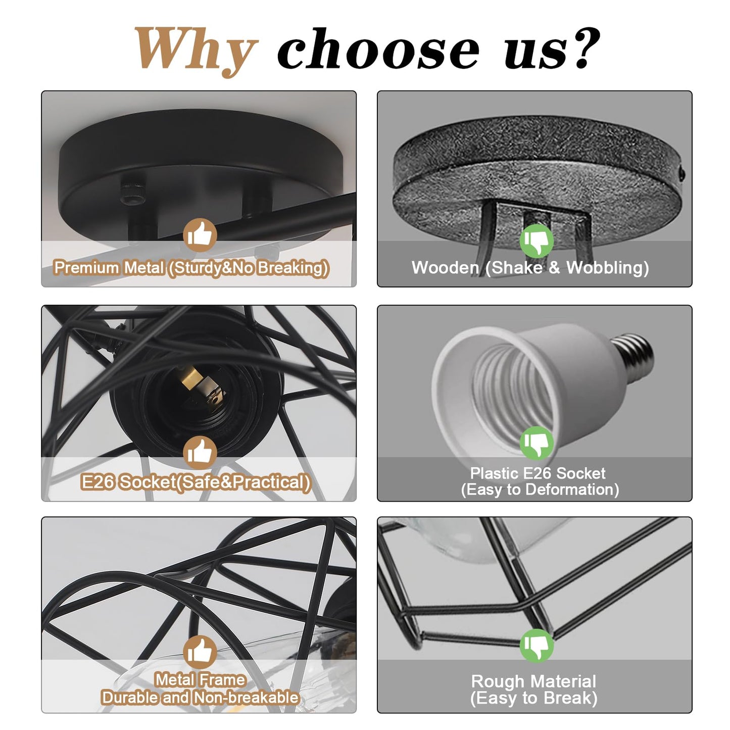 BUXVRCS Adjustable Multi-Directional Black Light Fixtures, Semi Flush Mount Ceiling Light, Kitchen Light Fixtures Ceiling Mount, Geometric Metal Cage Industrial Spotlight Fixtures for Dining Room