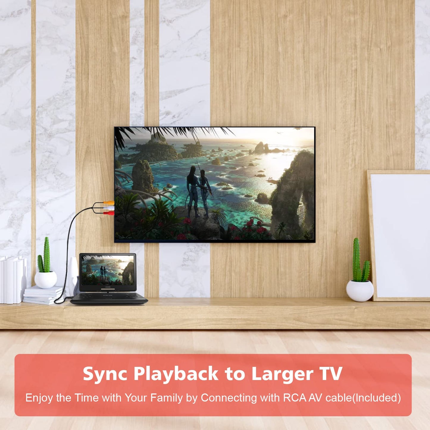 16.9" Portable DVD Player with 14.1" Large HD Screen,High Volume Speaker,4-6 Hours Built-in Rechargeable Battery,Support USB/SD Card/Sync TV and Multiple Disc Formats,Region Free,Remote Control,Black