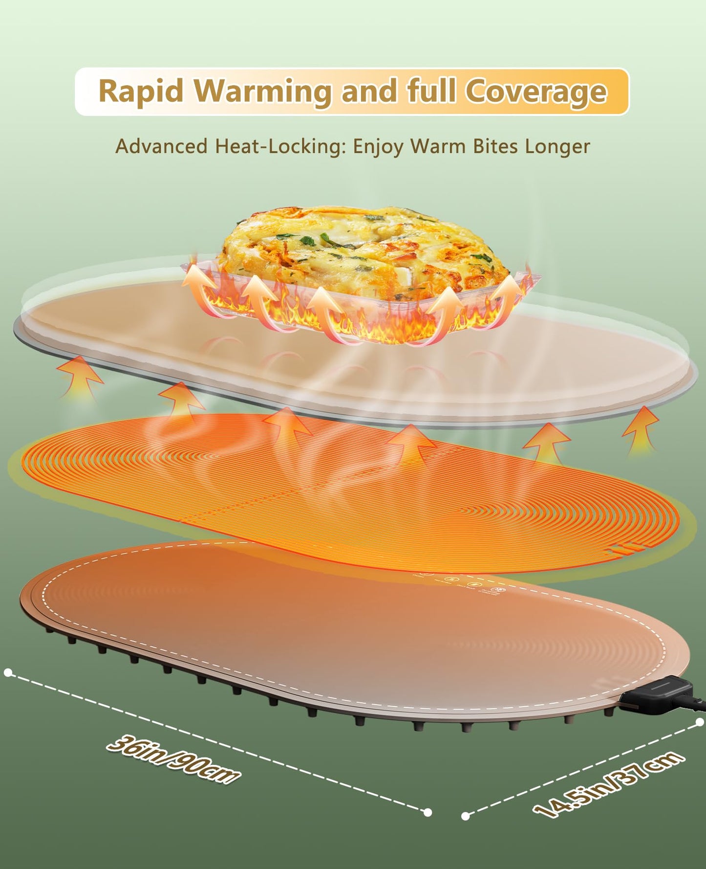 Food Warming Mats for Countertop Extra Large(XXL 36"x15"),Electric Heating Pad for Food,Roll Up Silicone Warmer Mat for Party and Kitchen,Practical Cooking Birthday Gift for Mom and Women(Gray)